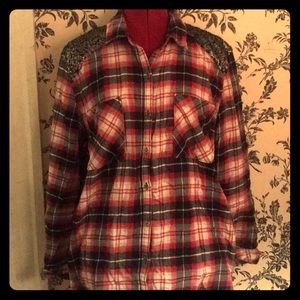 Sequin Shoulders Plaid Shirt